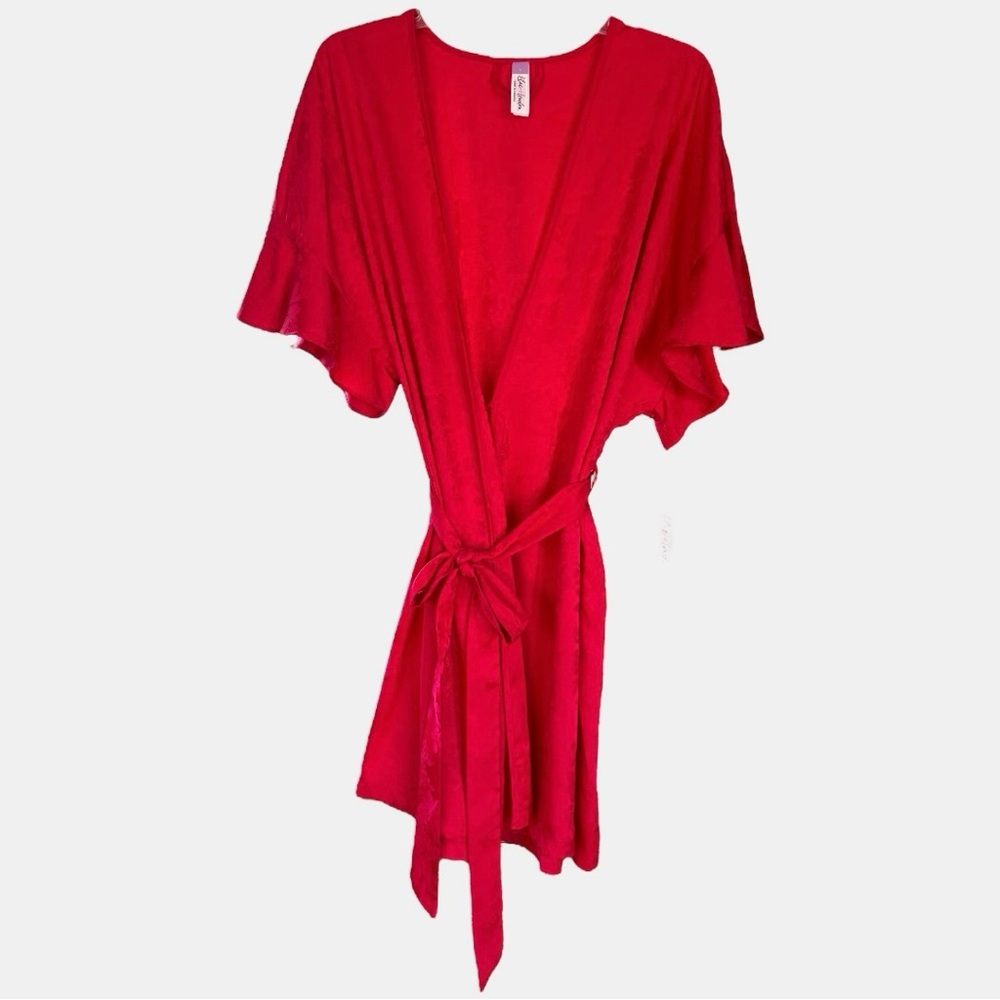 NWT Lilac+London Sexy & Silky Satin Red Wrap Robe Size L